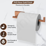 Plantex 304 Grade Stainless Steel Toilet Paper Roll Holder for Washroom/Tissue Paper Stand for Kitchen/Bathroom Accessories - Benz (Rose Gold)