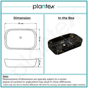 Plantex Tabletop Wash Basin for Bathroom/Designer Ceramic Basin/Rectangle Countertop Wash Basin/Home/Office (21.5 x 14 x 4.5 Inch)