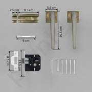 Plantex Mortise Bathroom Door Lock/Heavy Duty Keyless Door Lock for Store Room/Balcony/Office (7091 - Brass Antique & Satin Black Matt)