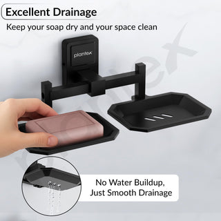 Plantex 304 Grade Stainless Steel Dual Soap Holder for Bathroom/Soap Case/Soap Stand/Soap Tray/Bathroom Accessories - Darcy(Black)