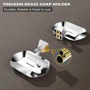 Plantex Soap Holder for Bathroom/Pure Brass Single Soap Dish/soap Stand/Soap Bar/Soap Case/Bathroom Accessories - Pack of 1 (APS-ASC-06, Chrome)
