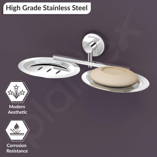 Plantex Stainless Steel Double Soap Holder for Bathroom/Soap Stand/Dual Soap Dish/Soap Storage/Bathroom Accessories - (Chrome)