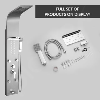 Plantex 304 Grade Stainless Steel Shower Panel/6 in 1 Shower System/Handshower with Waterfall Outlet/Tub Spout/Body Massage Spray With Hot &cold Mixer- (1015, Chrome)