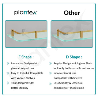 Plantex Heavy Duty Glass Shelves for Bathroom/Kitchen Storage Shelves Wall Mounted/Living Room Frosted Glass Shelves, (Antique Brass, 18x6 Inches) - Pack of 3