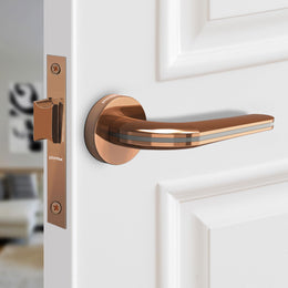 Plantex Heavy Duty Door Lock – Bathroom Door Lock/Mortise Keyless Handle Set for Home/Bathroom/Store Room/Balcony/Office with Baby Latch – (7077 – Satin Black & PVD Choco)