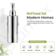 Plantex Liquid Soap Dispenser for Bathroom/304 Grade Stainless Steel Shampoo Dispenser/Round Hand wash Dispense/Bathroom Accessories - Pack of 1 (Regent, Chrome)