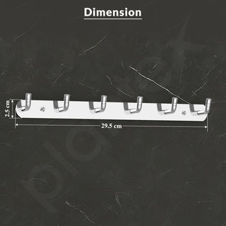 Plantex Wall Hooks for Hanging Cloth/Stainless Steel Towel Hangers/Bathroom Robe Hooks/Door Hangers/Wall Hook Rack/Hook Rail for Hanging Keys - 6 Hooks (Pack of 2, Chrome)