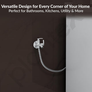 Plantex COL-1007 Pure Brass 2 in 1 Tap for Washing Machine with Water Saving Aerator /2-Way Bib Cock for Bathroom with Brass Wall Flange & Teflon Tape (Mirror-Chrome Finish)