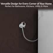 Plantex COL-1007 Pure Brass 2 in 1 Tap for Washing Machine with Water Saving Aerator /2-Way Bib Cock for Bathroom with Brass Wall Flange & Teflon Tape (Mirror-Chrome Finish)