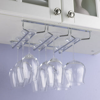 Plantex Wine Glass Rack/Holder Upside Down Glass Hanging Organizer/Glass Hanging Stand For Pubs/Kitchen/Bars (L20 X W13 Inches - Triple Line), Hanging Shelves
