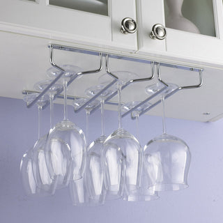 Plantex Wine Glass Rack/Holder Upside Down Glass Hanging Organizer/Glass Hanging Stand for Pubs/Kitchen/Bars (L15.5 x W13 Inches - Triple Line)