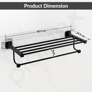 Plantex Space Aluminum Towel Rack for Bathroom/Towel Stand/Hanger/Bathroom Accessories(24 Inch-Black)
