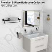 Plantex 304 Grade Stainless Steel Bathroom Accessories Set of 5 - Towel Stand/Napking Holder/Soap Holder/Toothbrush Holder/Robe Hanger - Darcy (Black)
