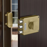 Plantex Brass Tri-Bolt Lock For Main Door/Heavy Duty Door Lock With 4 Keys/Suitable On Single Door For Home/Office/Hotel - Pack Of 1 (Brass Antique)