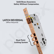 Plantex Door Lock Set with Keys/Mortise Door Lock for Home/Office/Hotel - Pack of 1 (OHMH-21, PVD Rose Gold & Black)