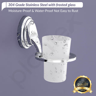 Plantex 304 Grade Stainless Steel Tumbler Holder/Tooth Brush Holder/Bathroom Accessories - Cubic (Chrome)