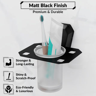 Plantex Tumbler Holder for Bathroom/304 Grade Stainless Steel Toothbrush Holder/Toothpaste/Razor Holder/Bathroom Accessories - Pack of 1 (PMB-2406, Z-Black)