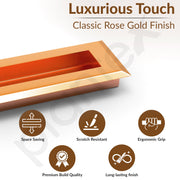 Plantex Sliding Door Handle/Concealed Handle for Sliding Door/224mm Concealed Handle for Wardrobe/Kitchen Cabinet - Pack of 4 (Rose Gold)