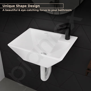 Plantex Platinum Ceramic Wall Mounted Basin/Corner Basin/Wash Basin for Bathroom/Wall Hung Washbasin/Sink for Restaurant, Hotel/10 Years Glaze Warranty by Plantex (Candy -15 x 11 x 5 Inch)