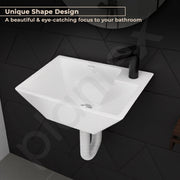 Plantex Platinum Ceramic Wall Mounted Basin/Corner Basin/Wash Basin for Bathroom/Wall Hung Washbasin/Sink for Restaurant, Hotel/10 Years Glaze Warranty by Plantex (Candy -15 x 11 x 5 Inch)
