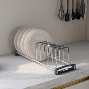 Plantex Stainless Steel Plate Stand/Dish Rack/Thali Stand for Modular Kitchen/Tandem Box Accessories - 12 Sections (Chrome/Pack of 1)