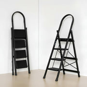 Plantex Steel Ladder for Home/Strong Foldable Wide 4 Step Ladder/Anti-Skid 4 Step Ladder - (Apex - Black)
