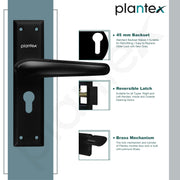 Plantex Heavy-Duty Door Lock Set - Main Door Lock Plate Handle Set/6-Lever Mechanism Mortise Locks with 3 Keys/Brass Locks Body & Cylinder (PTP-09- Black)
