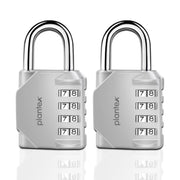Plantex 4 Digit Combination Number Metal Lock/Zinc Alloy Locks for Luggage/Locks for Travel Bags for Luggage/Locks for Cabin Luggage/Travel Essentials - Pack of 2 (Silver)