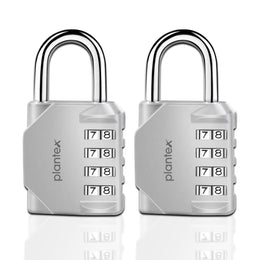Plantex 4 Digit Combination Number Metal Lock/Zinc Alloy Locks for Luggage/Locks for Travel Bags for Luggage/Locks for Cabin Luggage/Travel Essentials - Pack of 2 (Silver)