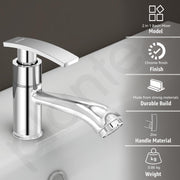 Plantex Long Neck Pillar Tap for Wash Basin with Brass Spindle/Wash Basin Taps for Home/Single Lever Water Tap with Teflon Tape/Bathroom Taps(Samar-Chrome)