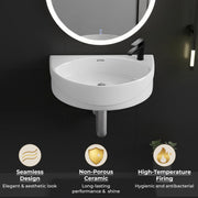 Plantex Platinum Ceramic Wash Basin Wall Mounted/Wash Basin for Bathroom/Wall Hung Washbasin/Sink for Bathroom with 10 Years Glaze Warranty by Plantex(Glossy White/Cody -17.5 x 11.5 x 5 Inch)