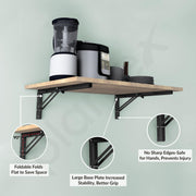 Plantex 20 Inch Foldable Shelf Bracket/GI Steel Multipurpose Bracket/L Bracket/Space Saving Bracket for Wall/Folding Table Bracket for Home & Office (Pair of 1, Black)