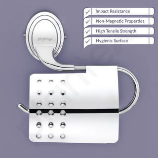 Plantex 304 Grade Stainless Steel Toilet Paper Roll Holder/Toilet Paper Holder in Bathroom/Kitchen/Bathroom Accessories Pack of 1, Cubic (Chrome)