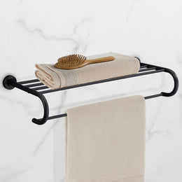 Plantex 304 Grade Stainless Steel 24 inch Towel Rack for Bathroom/Towel Stand/Hanger/Bathroom Accessories - Daizy (Black)