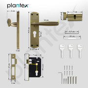 Plantex Heavy-Duty Door Lock/Door Handle Set with 3 Years of Warranty/Mortise Lock with 3 Keys, Brass Lockbody & Cylinder (8135 - Brass Antique)