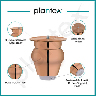 Plantex 3 Inch Sofa Legs for Bed Furniture/Sofa Legs for Table/Sofa Support Legs with Rubber Grip (Rose Gold, 8 Pcs)