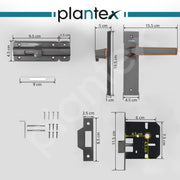 Plantex Heavy Duty Door Lock ÃƒÂ¢Ã¢â€šÂ¬Ã¢â‚¬Å“ Bathroom Door Lock/Mortise 8inch Keyless Plate Handle Set for Home/Bathroom/Store Room/Balcony/Office with Baby Latch (8126, Grey & PVD Choco)