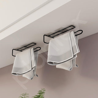 Plantex Multi-Functional Self Adhesive Toilet Paper Roll Holder/Toilet Roll Holder for Bathroom Accessories - Pack of 2 (Black-Wall Mount)