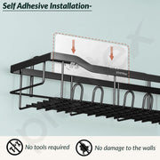 Plantex Bathroom Organiser without Drill/Self Adhesive Bathroom Shelf/Soap Stand for wall/Toothbrush Holder /Shelf for Washroom Wall/ Hanging Shelf for Kitchen-(Black, Pack of 5)