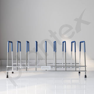 Plantex Stainless Steel Plate Stand for Kitchen Cabinet/10 Slot Plate Rack for Kitchen/6-Inch Rubber-Gripped Dish Stand(Size-6Inches, Slot- 10, Pack of 1)