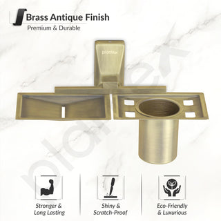 Plantex 304 Grade Stainless Steel 2 in1 Soap Dish with Tumbler Holder/Soap Stand/Tooth Brush Holder for Bathroom - Crystal (Brass Antique)