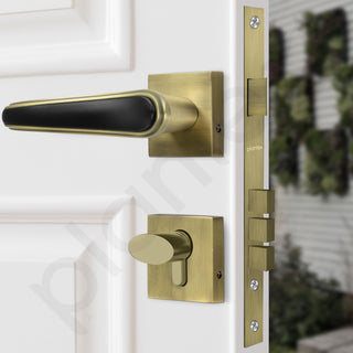 Plantex Main Door Lock/Mortise Lock for Doors - Robust Door Handle for Home with Brass Locks Body & Cylinder (PT-014, Brass Antique & Black)