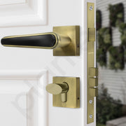 Plantex Main Door Lock/Mortise Lock for Doors - Robust Door Handle for Home with Brass Locks Body & Cylinder (PT-014, Brass Antique & Black)