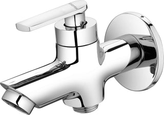 Plantex Pure Brass 2 Way Tap for Washbasin/Quarter Turn Bibcock Water tap with Brass Wall Flange & Teflon Tape/Angle Valve/Washing Machine tap/Basin tap -(BAL-507-Chrome)