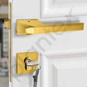Plantex Brass Main Door Locks For Home/Premium Door Lock with 3 Years Of Warranty/Mortise Handle For Door - Main Door Lock Set (PT-003- Gold)