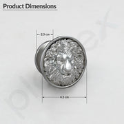 Plantex Lion Face Knobs for Drawer | Kitchen Cabinet Pulls Handles for Wardrobe | Round Drawer Pulls - Pack of 3 Pieces (Silver)