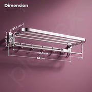 Plantex 24 Inch Towel Rack for Bathroom/304 Grade Stainless Steel Towel Bar/Towel Holder with Rod/Hook/Bathroom Accessories - (Chrome)