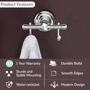 Plantex 304 Grade Stainless Steel Robe Hook/Cloth-Towel Hanger/Napkin Hanger/Bathroom Accessories Pack of 1, Skyllo (Chrome)