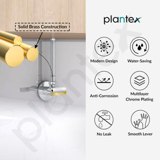 Plantex Pure Brass Angle Valve for Bathroom with Teflon tape & Brass Wall Flange/Angle Cocke for Bathroom -[BAL-505-Chrome]