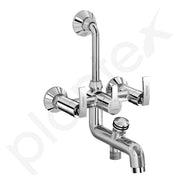 Plantex Pure Brass 3 in 1 Wall Mixer for Bathroom with L-Bend Provision for Overhead and Hand Shower/Mixer Tap for Bathroom with Water Saving Nozzle and Brass Wall Flange (COL-1019-Chrome)